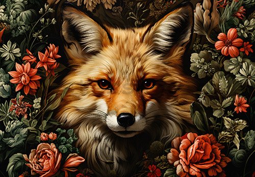Fototapety vliesové: Fox Flowers - 254x184 cm
