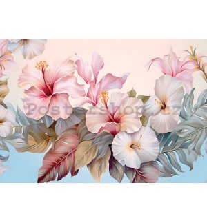 Fototapety vliesové: Nature flowers hibiscus painting - 368x254 cm