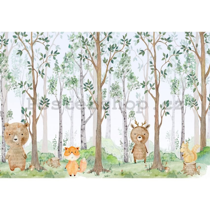 Fototapety vliesové: For kids forest animals - 368x254 cm