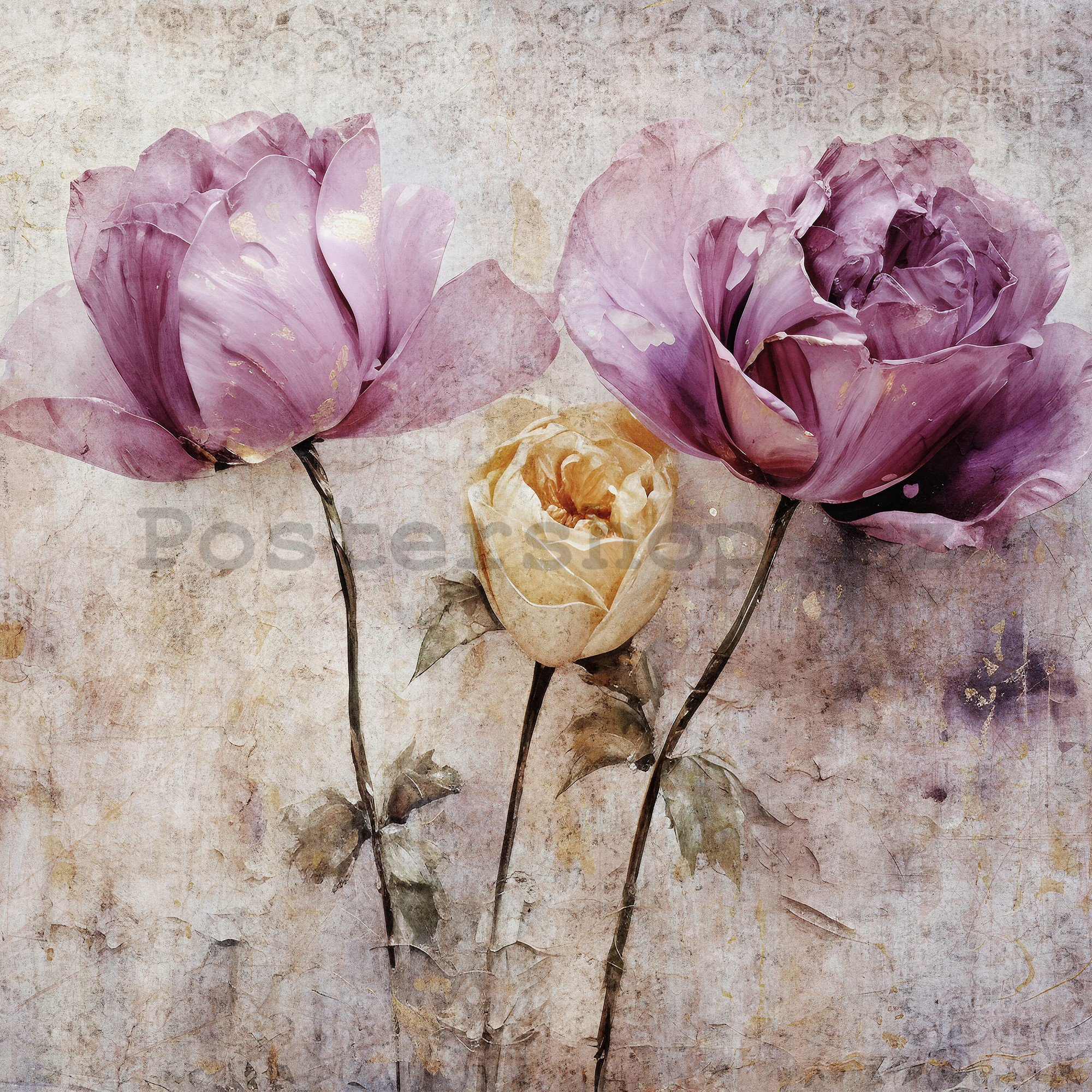 Fototapety vliesové: Flowers Roses Structure - 368x254 cm