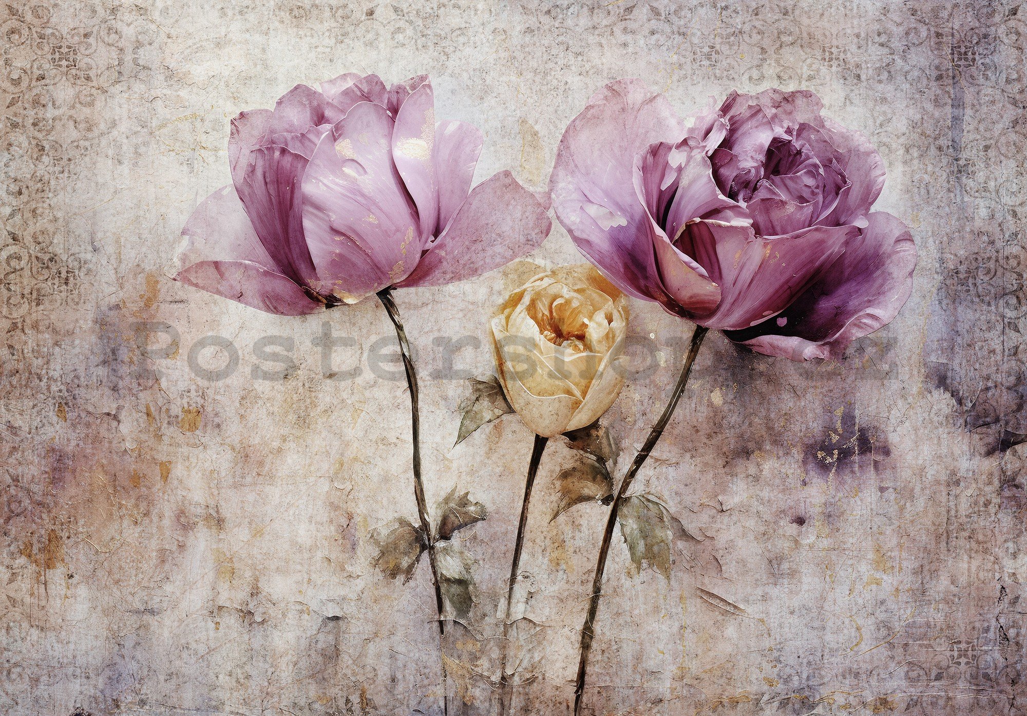 Fototapety vliesové: Flowers Roses Structure - 368x254 cm
