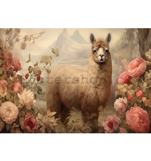 Fototapety vliesové: Lama Flowers Vintage - 368x254 cm