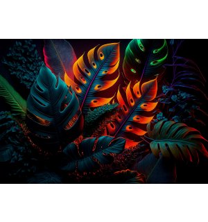 Fototapeta vliesová: Nature leaves art neon - 152,5x104 cm