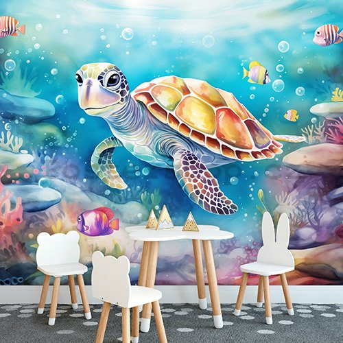 Fototapeta vliesová: For Children Animals Turtle - 152,5x104 cm