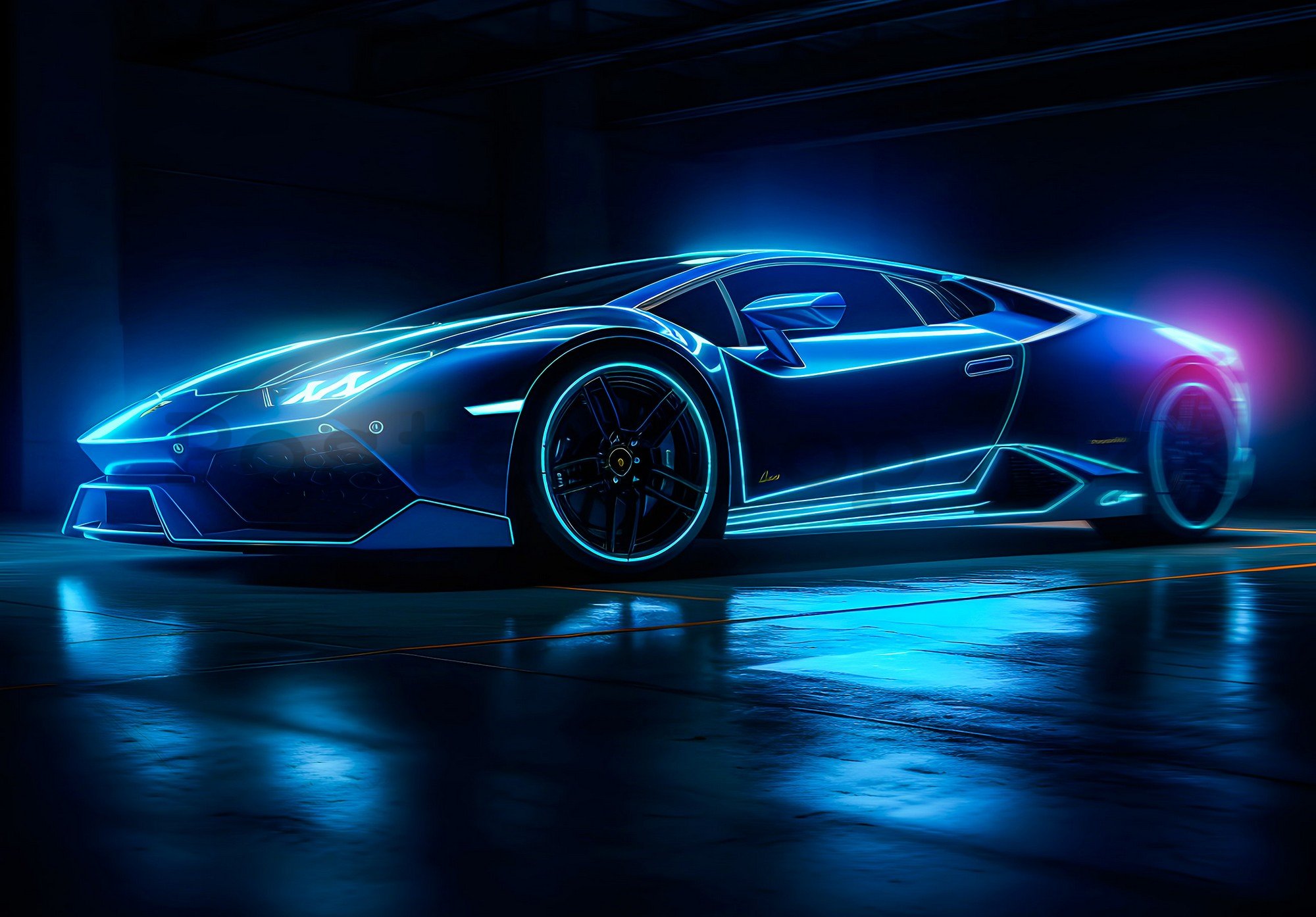 Fototapeta vliesová: Car Lamborghini luxurious neon - 104x70,5 cm