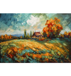Fototapeta vliesová: Lanscape oil-colour painting nature - 104x70,5 cm