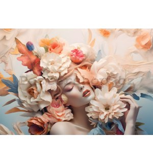 Fototapeta vliesová: Woman flowers pastel elegance - 104x70,5 cm