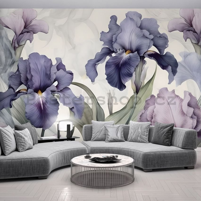 Fototapeta vliesová: Nature Flowers Modern Romantic Iris - 208x146 cm