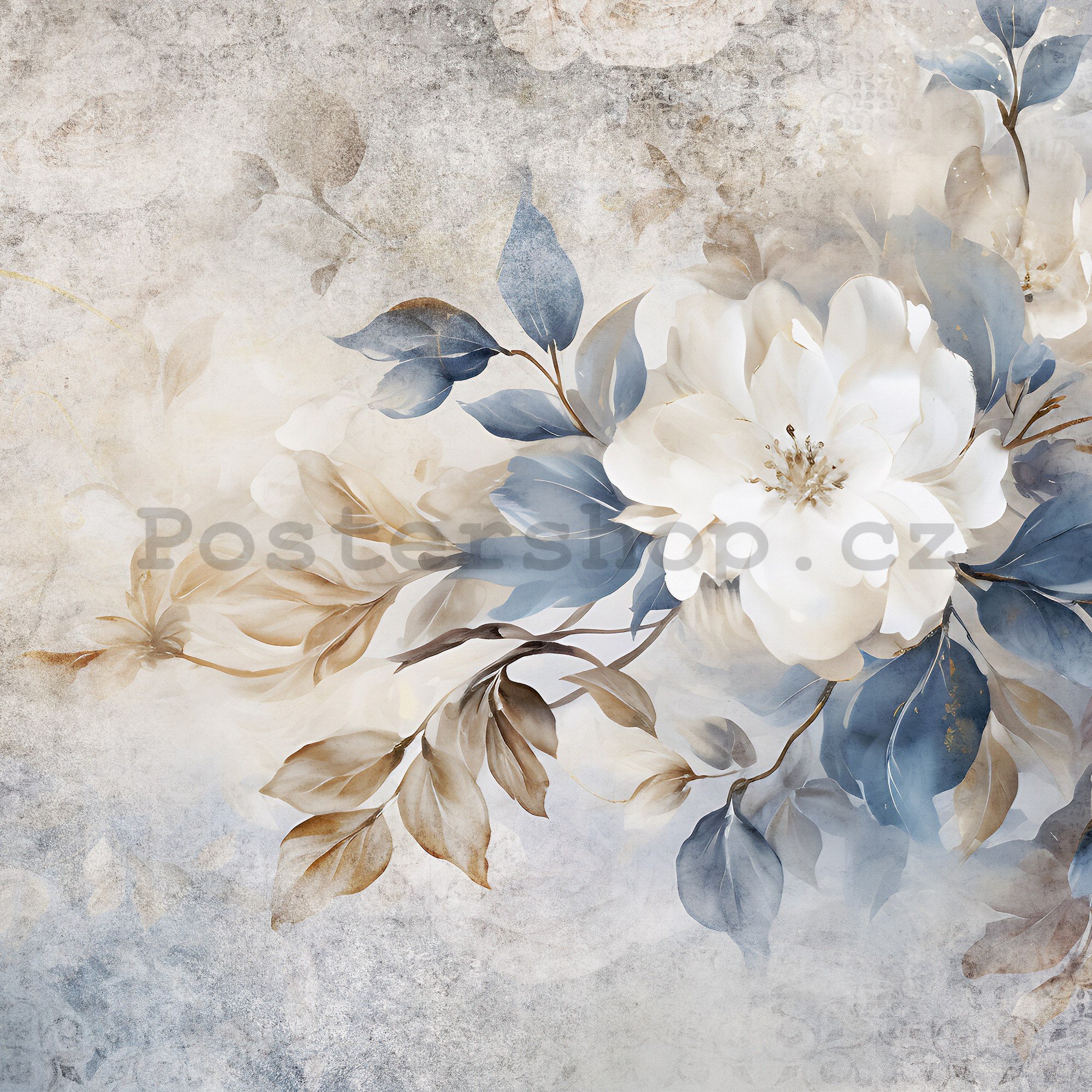 Fototapeta vliesová: Pastel Blue Flowers - 208x146 cm