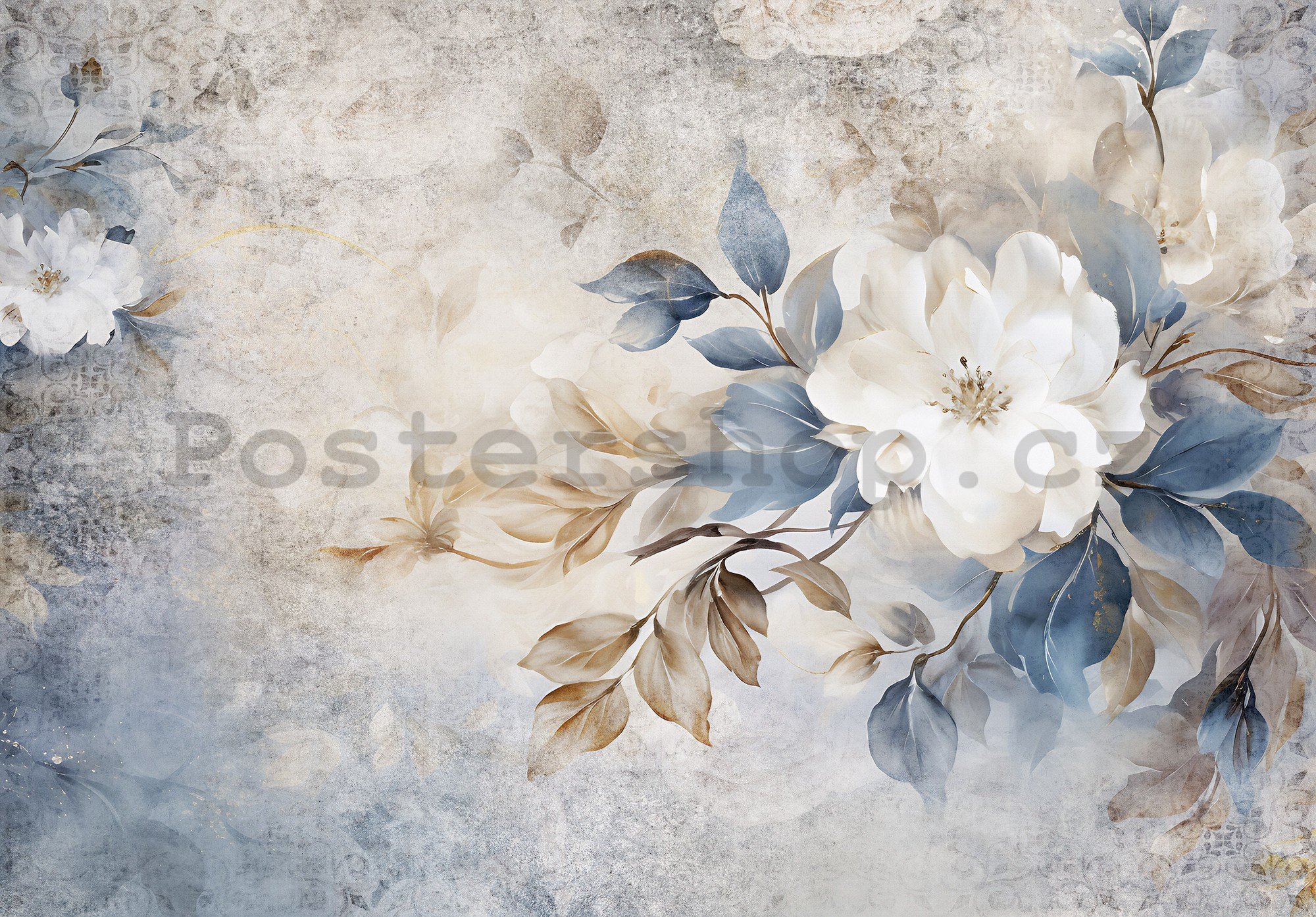 Fototapeta vliesová: Pastel Blue Flowers - 208x146 cm