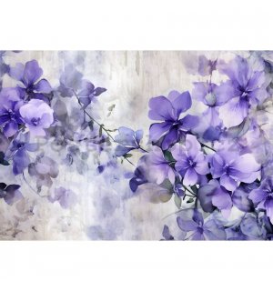 Fototapeta vliesová: Violet Romantic Painted Flowers (1) - 312x219cm