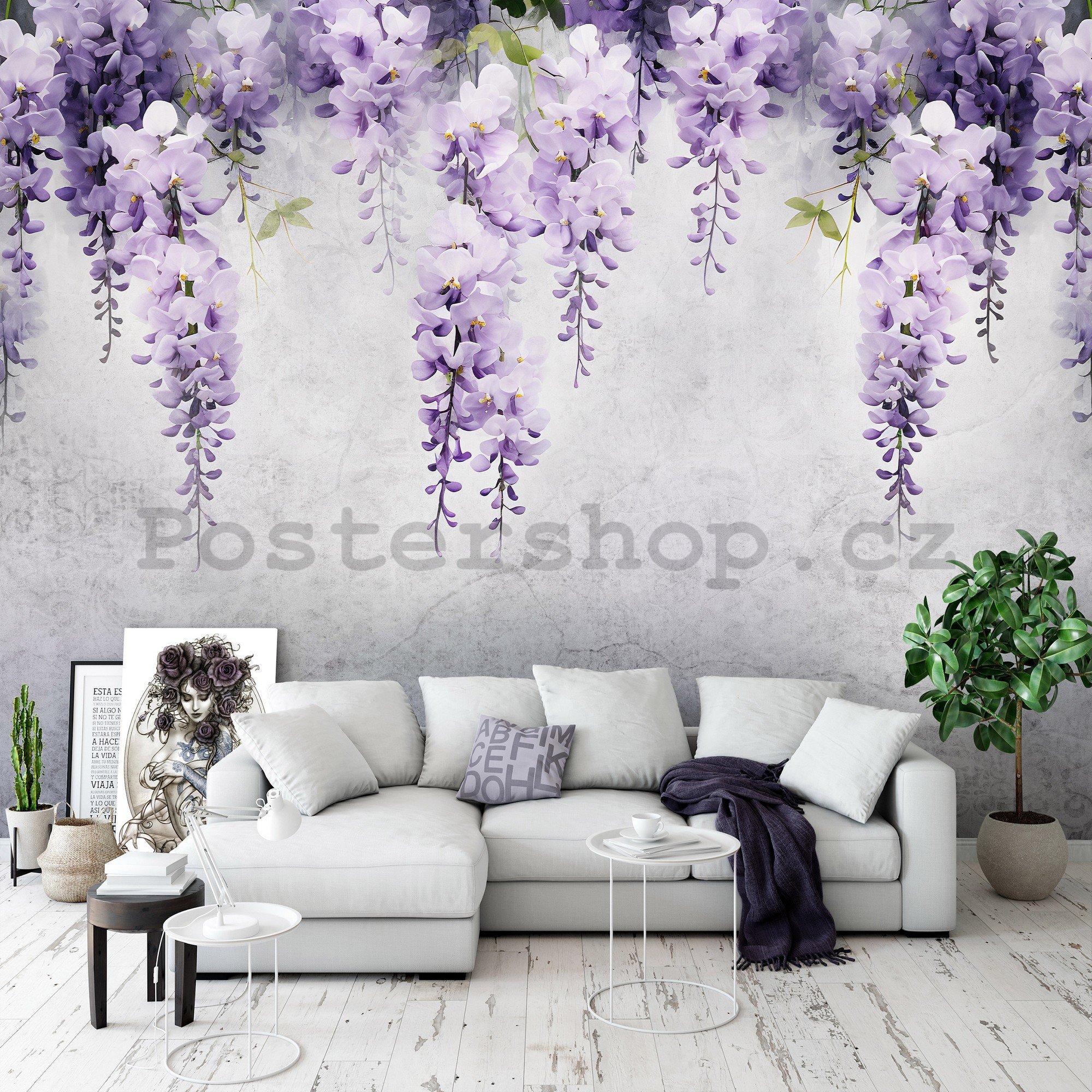 Fototapeta vliesová: Flowers Violet Wisteria Romantic (1) - 312x219cm