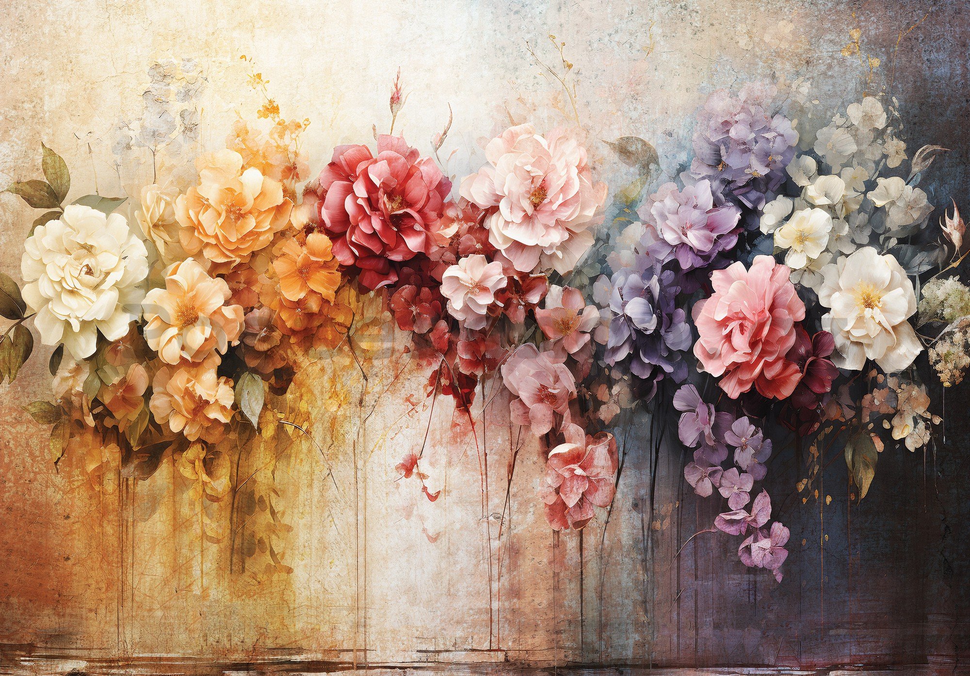 Fototapeta vliesová: Flowers Colorful Composition - 312x219cm
