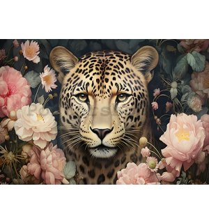 Fototapeta vliesová: Jaguar Flowers - 312x219cm