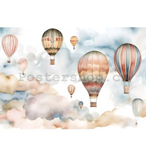 Fototapeta vliesová: For kids fairytale watercolour balloons (1) - 416x254 cm