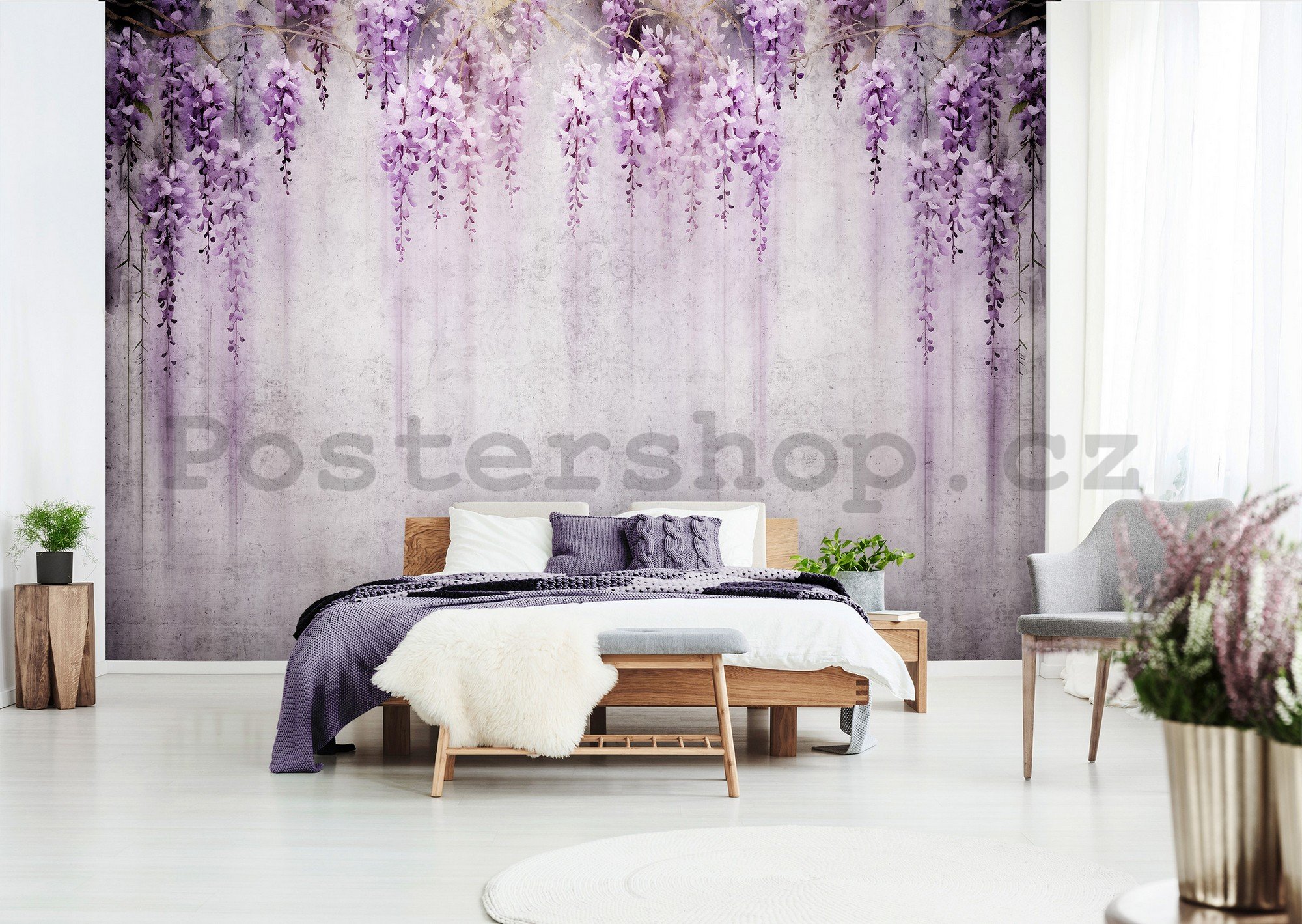 Fototapeta vliesová: Flowers Violet Wisteria Romantic - 416x254 cm