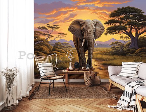 Fototapeta vliesová: Animals Elephant Safari - 416x254 cm