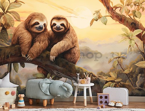 Fototapeta vliesová: Sloths Wild Animals - 416x254 cm