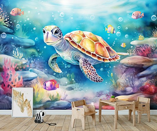 Fototapeta vliesová: For Children Animals Turtle - 416x254 cm