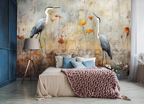Fototapeta vliesová: Art Abstract Birds Herons - 416x254 cm