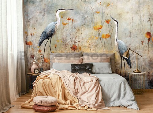 Fototapeta vliesová: Art Abstract Birds Herons - 416x254 cm